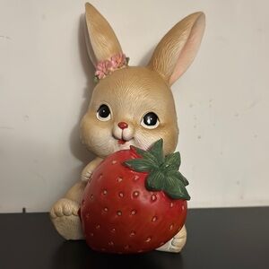 Adorable Bunny Figurine with Strawberry